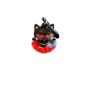 Hot Topic Black Cat Goth Rubber Topper Mini Keychain
